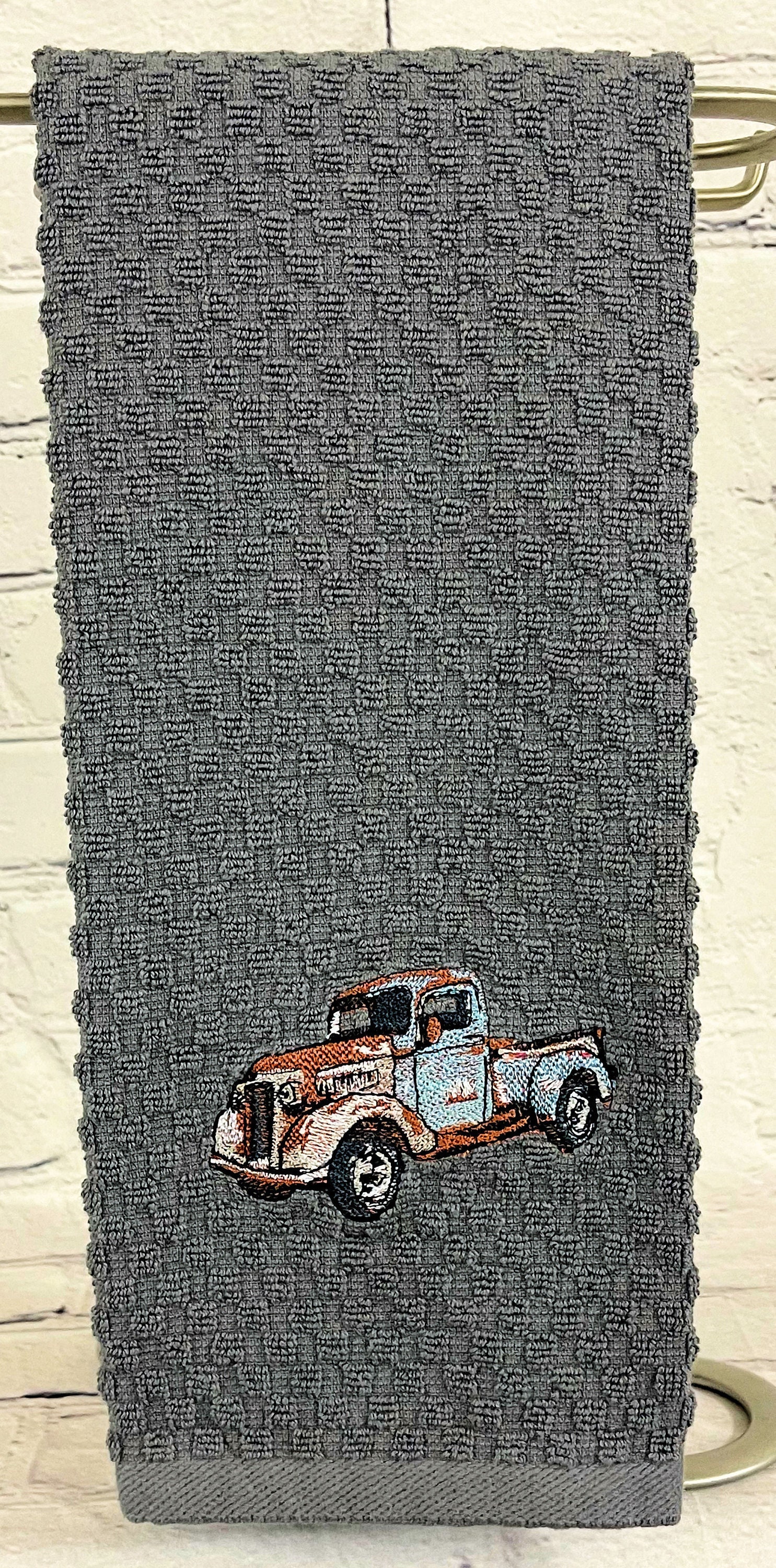 Take the Long Road Embroidered Tea Towel, Gift Towel, Kitchen Towel, Hand Towel, Grandparent (Different designs on each end of the towel)