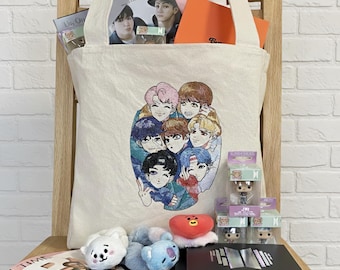 K-Pop Love : sac à bandoulière en toile brodée fait main BTS et ARMY recto-verso