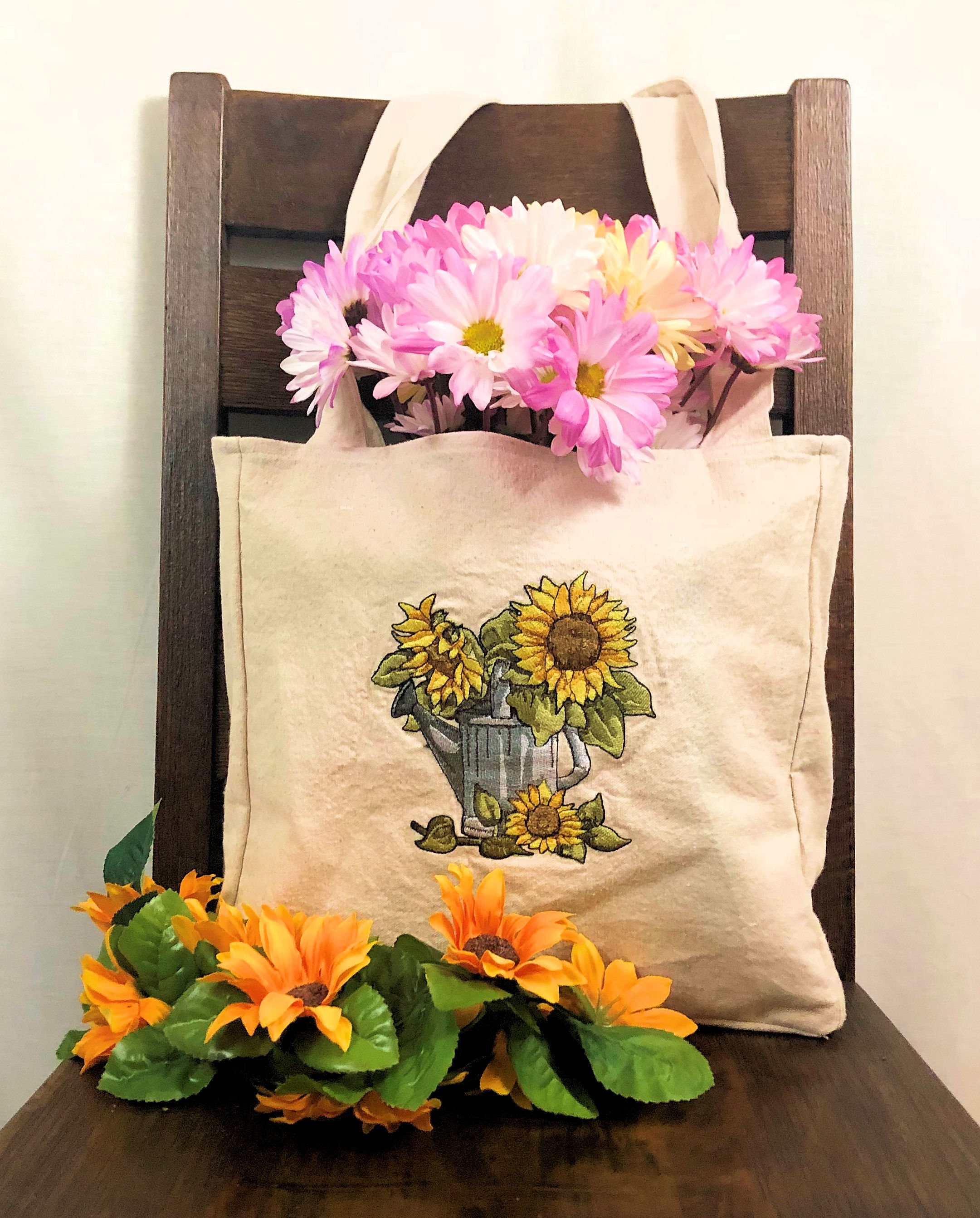 Canvas Shopping Tote Bag Reusable Carry-all Fancy Embroidered - Etsy