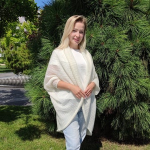 Lange Mohair Strickjacke, grobstrick Strickjacke, gehäkelte Kimono Strickjacke, Oversized Mohair Pullover, Strick Kokon Strickjacke, Seide Mohair leichter Mantel