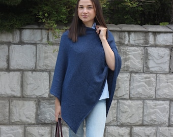 Cashmere poncho women, Navy blue mohair cardigan, Crochet poncho, Oversized cardigan, Chunky knit poncho, Plus size clothing for women