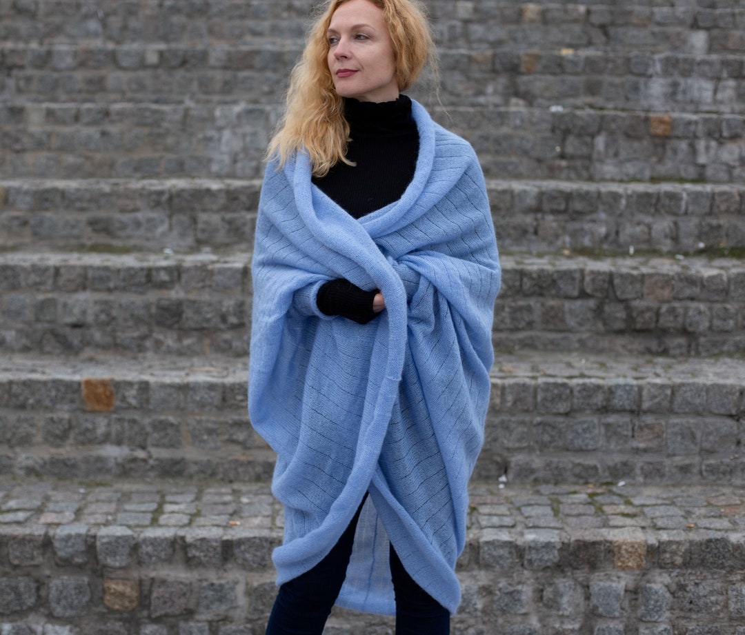 Blue Speckle Organic Knitted Kimono Cardigan