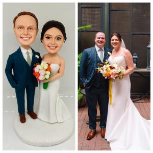 Benutzerdefinierte Bobblehead Hochzeitstorte Topper, personalisierte Braut & Bräutigam Figuren, detaillierte Figuren, die Ihre Liebesgeschichte einfangen,