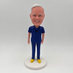 Christmas gifts For Doctors, gifts for retiring boss in bright blue scrubs, doctor bobblehead,doctor graduation gift,gifts for doctor