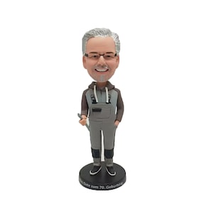 Custom Fishing Enthusiast Bobblehead,70th Birthday Memorial Gift for Anglers,Fathers & Retirees,Handmade Personalized Sculpture