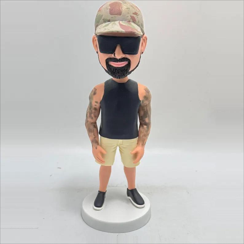 Handcraft Old Male Priest Wearing Black Suit Custom Bobbleheads main image 0
