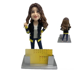 Custom female bobblehead with business card holder,girlfriend gift,bobbleheads custom for Saint Valentine's Day,Adjustable size for card
