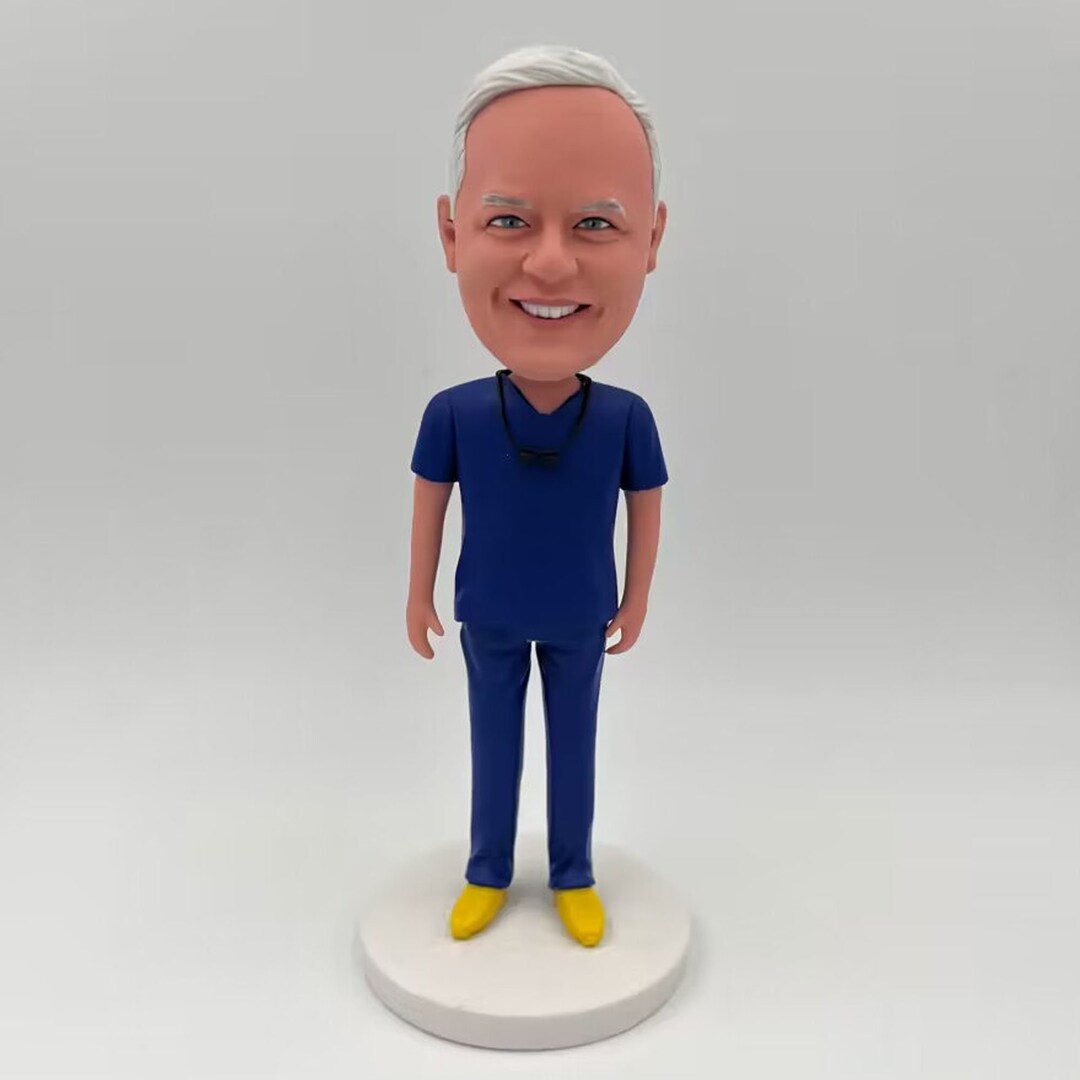 Custom Male Bobblehead in Blue Scrubs ,christmas Gifts for Doctors