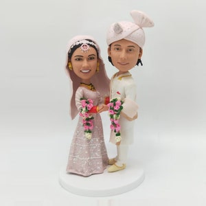 wedding cake topper bride and groom, Personalized Wedding Cake Bobbleheads, Custom Indian Wedding Cake Topper, Custom Wedding Bobblehead