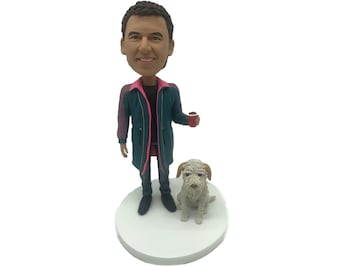 Custom man bobbleheads with dog/pet,Gift for him/boss ,Birthday Gift,Father/husband gift,Anniversary gifts,christmas gifts