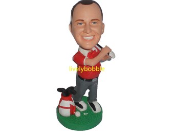 Custom Playing golf bobbleheads,Gift for him ,Custom Birthday Gift,Custom golf bobble head,Father/dad/husband gift