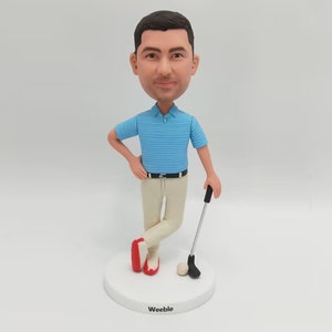 Handmade Polymer Clay Bobblehead,Golf Player Figurin,Customizable GiftCustom Boss Gifts For Golf lovers,Gifts For Golfers,Golf Bobblehead
