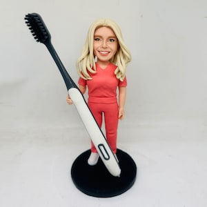 custom female dentist bobblehead,gift for dentist,medical school graduation gift,dental surgeon,dentist bobblehead hold toothbrush removable