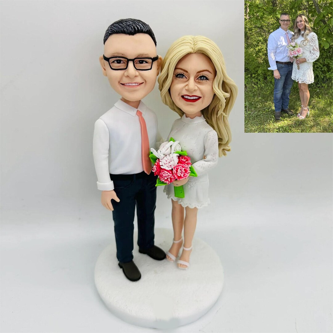 Personalized Wedding Cake Topper Bobblehead , Custom Bride & Groom ...