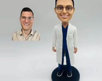 Personalized Doctor Bobblehead from Photo, Custom Medical Figurine, Dentist Nurse Bobblehead, Graduation Gift, Unique Gift for Doctor