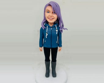 Kundenspezifische weibliche Figuren, personalisierte Cake Topper-Figuren basierend auf Fotos, 3D-Porträt-Freundinnenfiguren, Weihnachtsgeschenke für Sie