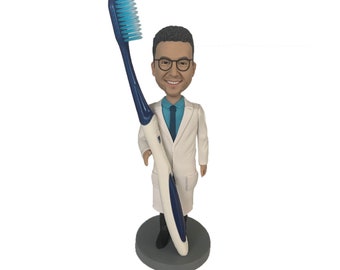 Bobbleheads custom,dentist bobbleheads, clay dolls,Dentist gift for men,dentist graduation gift,removable toothbrush, gifts for doctor