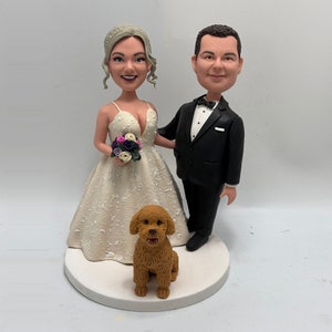 Custom cake topper with one dog bobble head wedding topper custom cake toppers wedding bobblehead custom cake topper for wedding cake topper