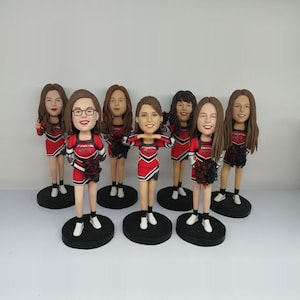 custom bobbleheads, femle cheerleader bobbleheads, gifts for her,cheerleader gifts,gifts for sports event