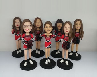 aangepaste bobbleheads, femle cheerleader bobbleheads, geschenken voor haar, cheerleader geschenken, geschenken voor sportevenement