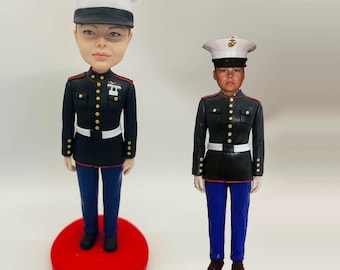 Custom Female Marine in dress blues.a super cute addition,Anniversary gifts,bobbleheads graduation,Bobblehead For Air Force Officer