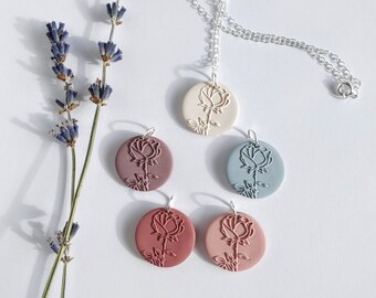 Personalised Birth Month Flower Necklace, 925 Sterling Silver, Handmade Polymer Clay, Flower Pendant, Birthday Gift, Botanical Jewellery