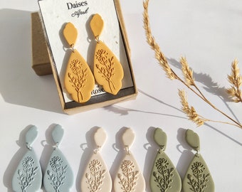Birth Month Flower Earrings, Hypoallergenic Stainless Steel, Custom Birth Flower, Polymer Clay Earrings, Dangle Earrings, Birthday Gift