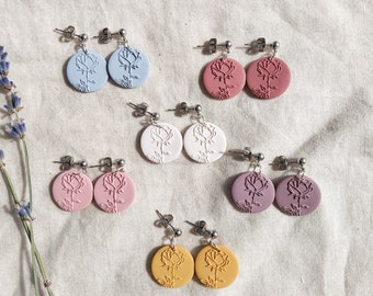 Birth Month Flower Earrings, Custom Birth Flower Earrings, Handmade Polymer Clay Earrings,Hypoallergenic Stainless Steel, Birthday Gift