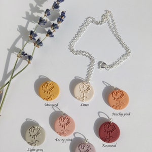 Personalised Birth Month Flower Necklace, 925 Sterling Silver, Handmade Polymer Clay, Flower Pendant, Birthday Gift, Botanical Jewelry image 2