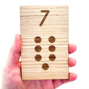 Montessori Wooden Number Tiles 10 Card Set (Like 3 part cards) Toddler Matching Counting Flashcards Flash cards