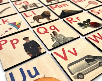 Alfabeto Montessori Early Phonics Reconocimiento Azulejos de madera Aula Premium