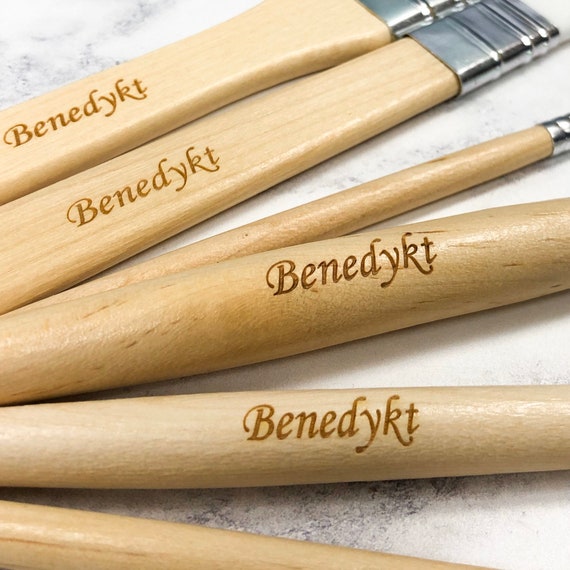 Personalised Set of 6 Wooden Childrens Paint Brushes Kids