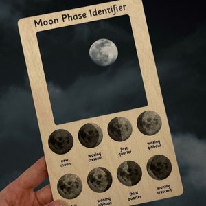 Wooden Moon Phases Identifier for Kids Montessori Learning Tool for Children