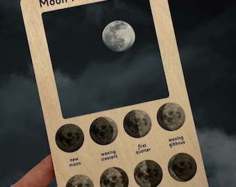 Wooden Moon Phases Identifier for Kids Montessori Learning Tool for Children