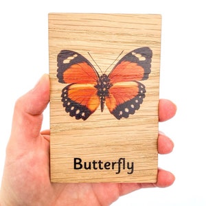 Montessori Minibeasts in legno Insetti Apprendimento Piastrelle 10 Set di carte (come 3 carte parte) Flashcard