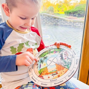 Seasons Wheel Montessori Waldorf Perpetual Calendar Children&#39;s Learning Tool Weather Nature