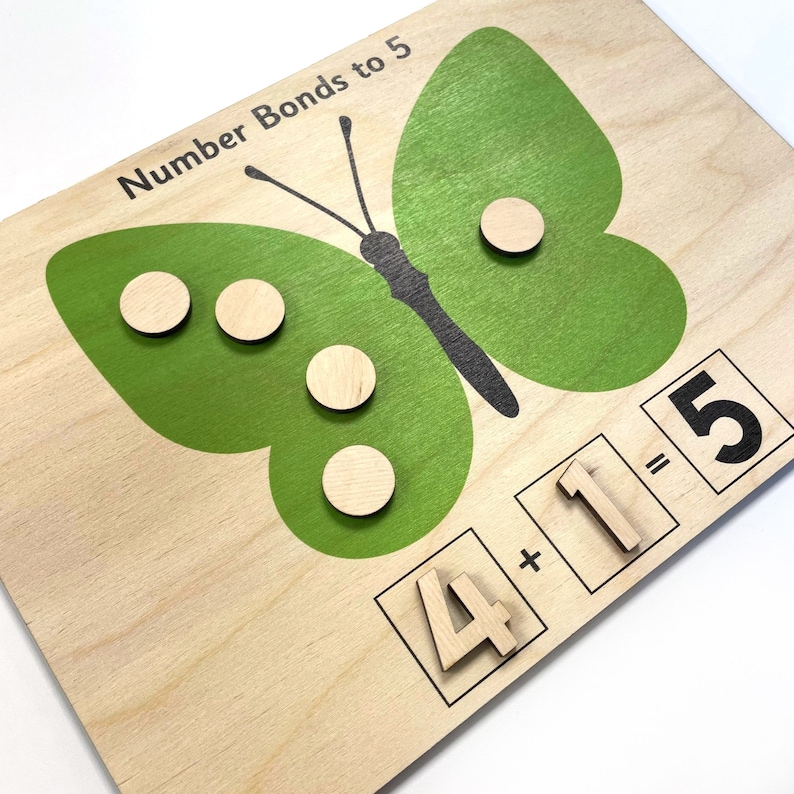 EYFS Number Bonds Classroom Wooden Tool Board Counting Early Years Learning Counters Laser Cut image 1