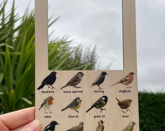 Wooden Garden Bird Identifier for Kids Montessori Learning Tool for Children British Common