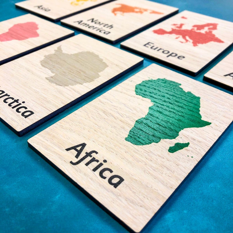 Montessori Wooden Display Board & Learning Tiles Set Map of | Etsy