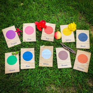 Montessori Azulejos de Color de Madera 10 Conjunto de Cartas (Como tarjetas de 3 partes) Tarjetas Flashing de Niño