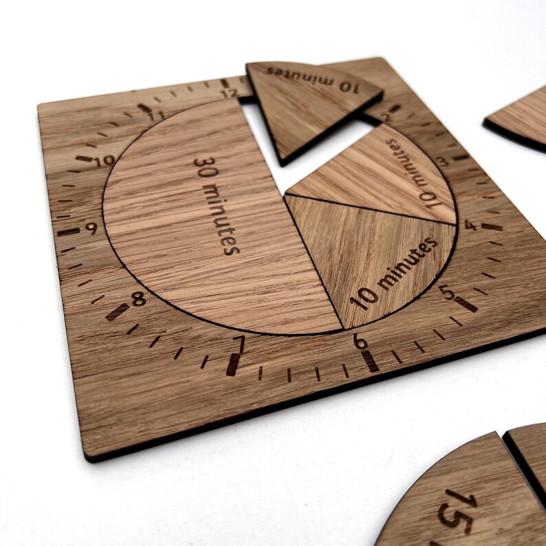Wooden Fractions of Time Learning Tool Division of Time Pie Etsy