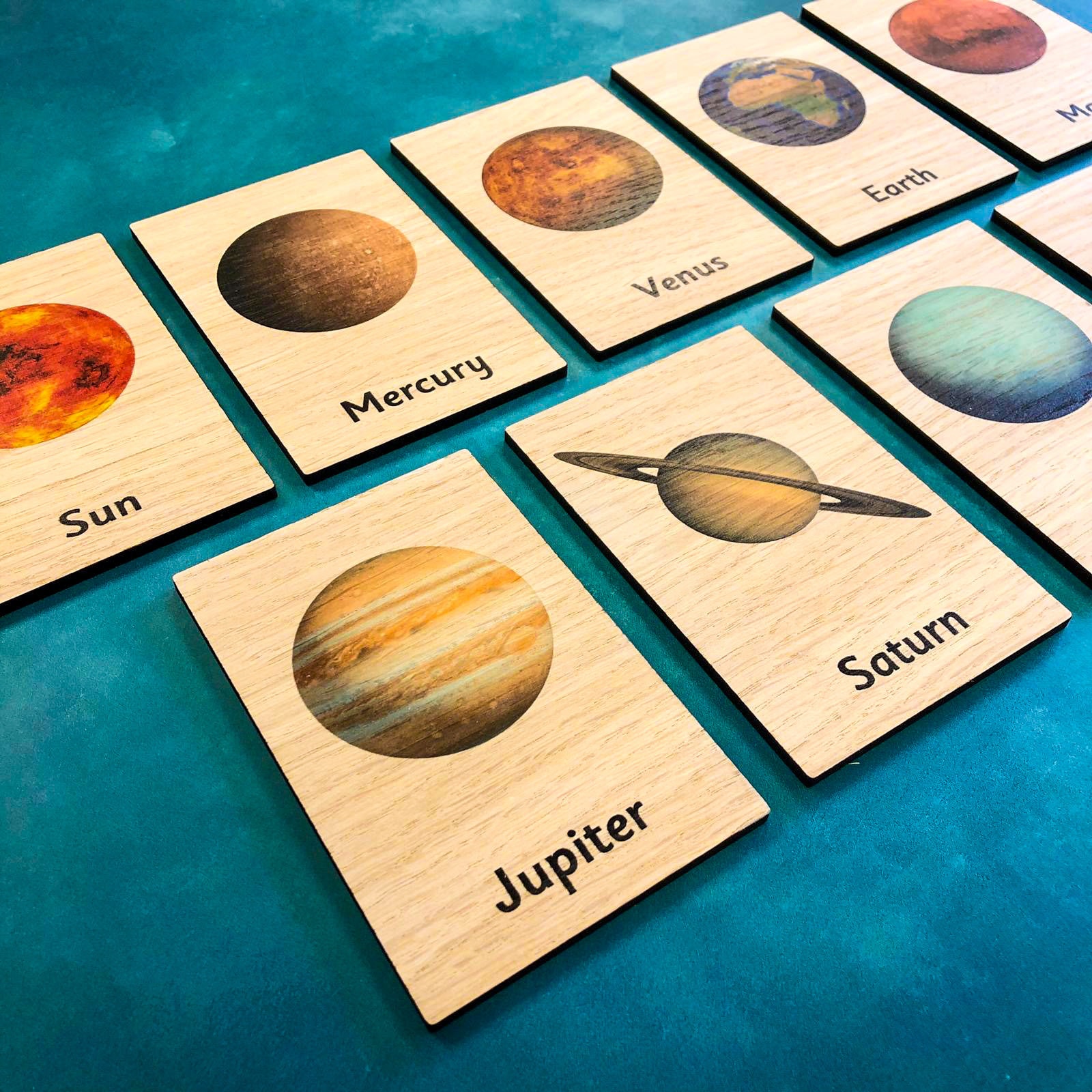 Montessori Wooden Display Board & Learning Tiles Set Solar - Etsy