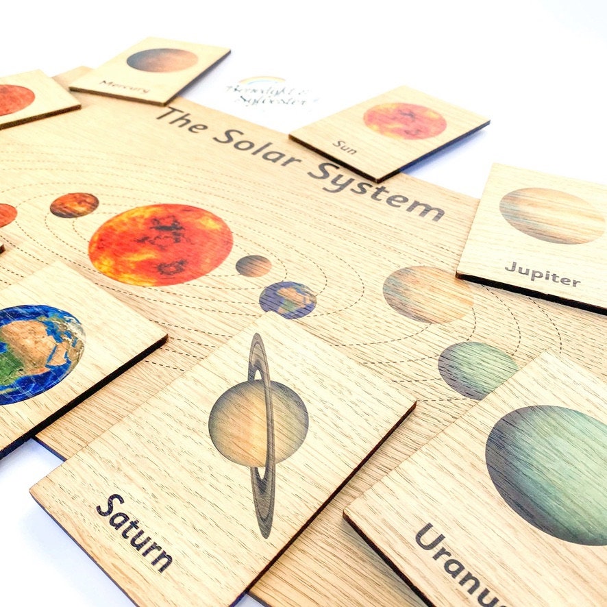 Montessori Wooden Display Board & Learning Tiles Set Solar | Etsy