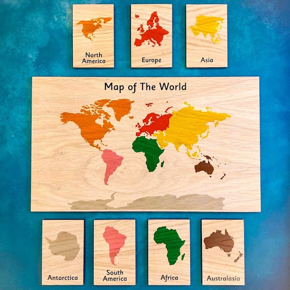 Montessori Wooden Display Board & Learning Tiles Set Map of | Etsy