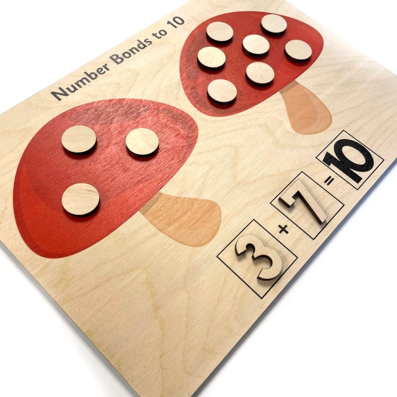 EYFS Number Bonds Classroom Wooden Tool Board Counting Early Years Learning Counters Laser Cut image 6
