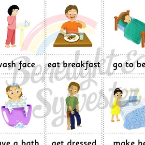 Rotina prática cartões de 3 partes Montessori DIY download digital para impressão organização do planejador do plano diário