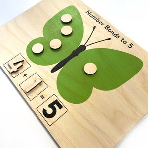 EYFS Number Bonds Classroom Wooden Tool Board Counting Early Years Learning Counters Laser Cut image 2
