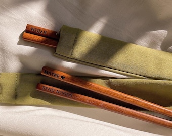 Personalize wooden chopsticks set - luxury gift - letterbox gift unique - own text - engrave - reusable