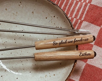 Personalize fondue fork - engrave with your own text or name - gift for cheese lover - personal gift - Fondue forks