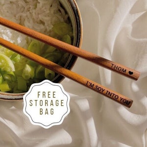 Eetstokjes graveren eigen tekst - personaliseren - opbergzakje - jubileum - herbruikbare chopstick set naam - sushi - noodle -